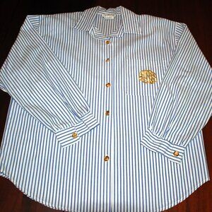 Classic New Gold Crested Blue Stripe Blouse